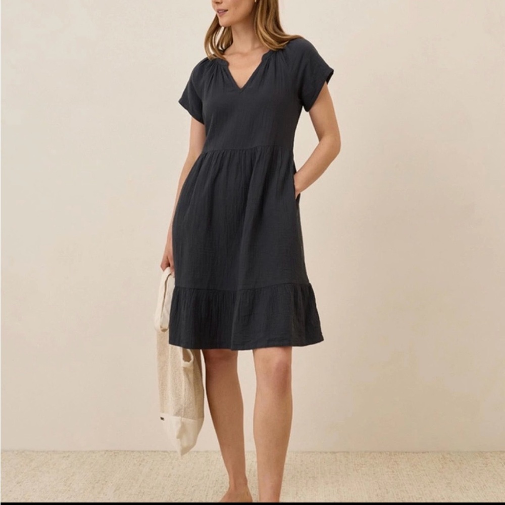 Pact Throw and Go Coastal Gauze Tiered Dress